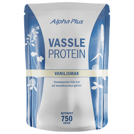 Alpha-plus Vassleprotein vaniljsmak 750 g