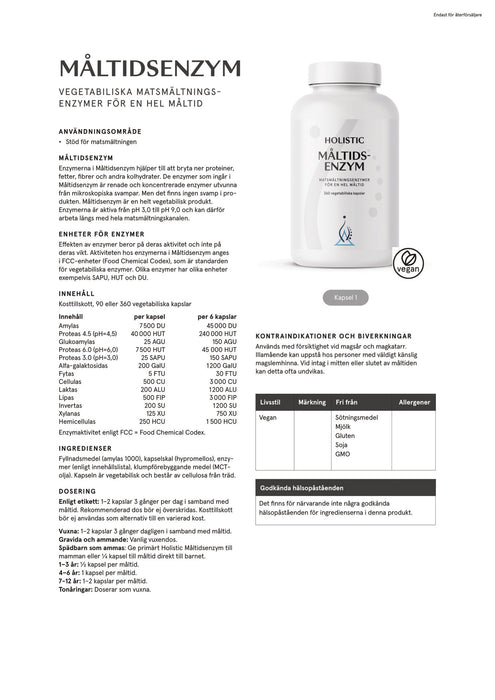 Holistic Måltidsenzym 90 kapslar