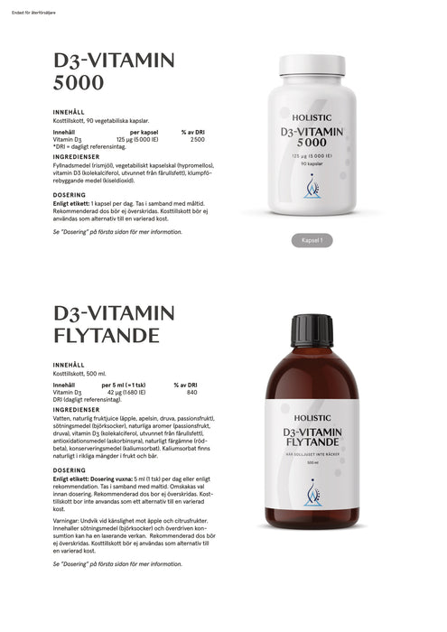 Holistic D3-vitamin 5000 90 kapslar