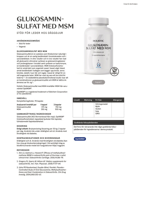 Holistic Glukosaminsulfat med MSM 90 kapslar