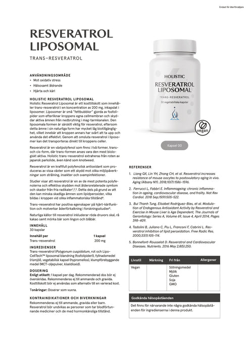 Holistic Resveratrol liposomal 30 kapslar
