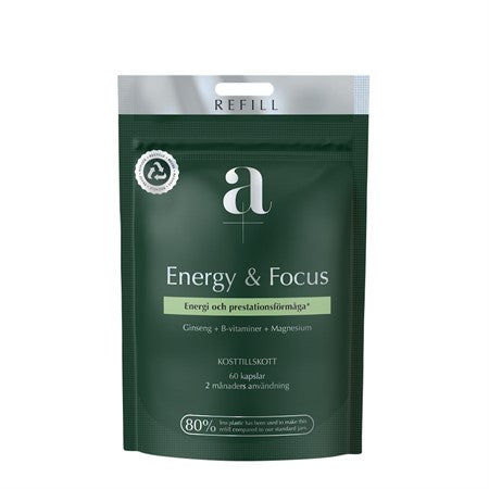 Alpha-plus A+ Energy & Focus 60 kapslar Refillpåse