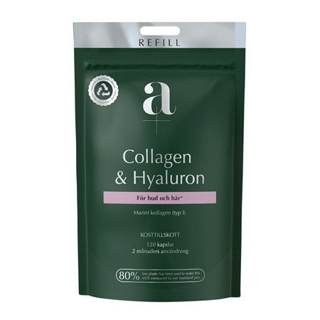 Alpha-plus A+ Collagen & Hyaluron 120 kapslar Refillpåse