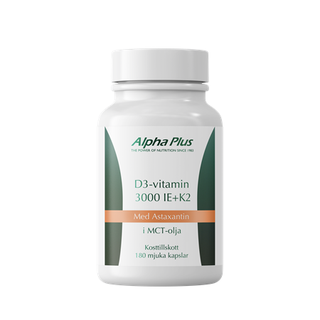 Alpha-plus D3-vitamin 3000 IE + K2 180 kapslar