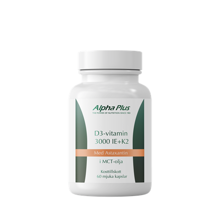 Alpha-plus D3-vitamin 3000 IE + K2 60 kapslar