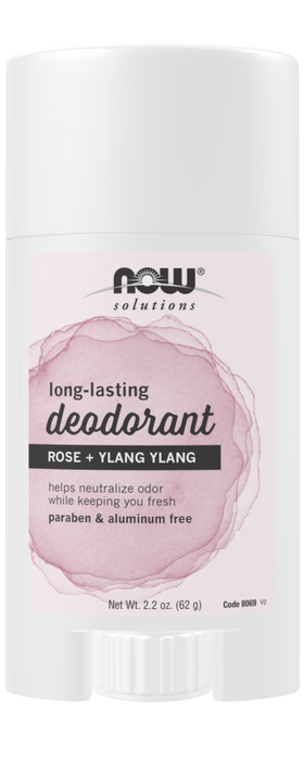 Now Foods Long-Lasting Deodorant Stick, Rose + Ylang Ylang 62g