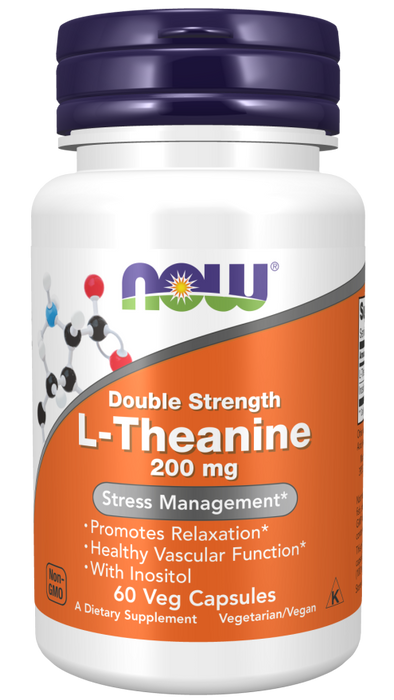 Now Foods L-Theanine, Double Strength 200 mg 60 Veg kapslar