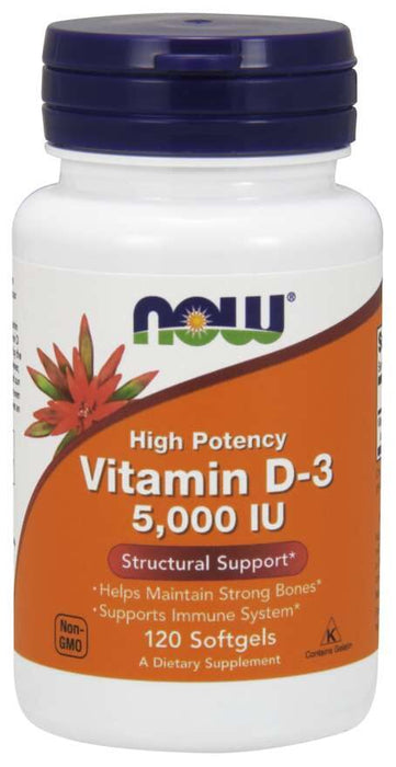 Now Foods Vitamin D-3 5000 IU 120 kapslar