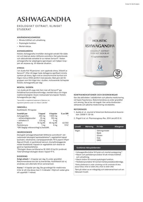Holistic Ashwagandha 90 kapslar