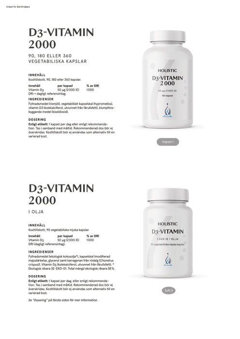Holistic D3-vitamin 2000 90 kapslar
