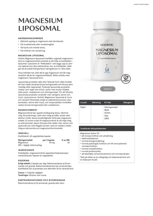 Holistic Magnesium liposomal 60 kapslar