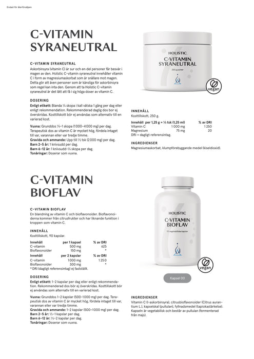 Holistic C-vitamin bioflav 90 kapslar