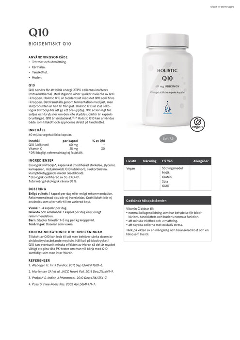 Holistic Q10 60 mg 60 kapslar