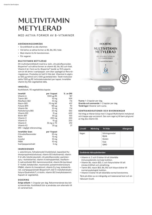 Holistic Multivitamin metylerad 90 kapslar