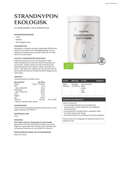 Holistic Strandnypon ekologisk 400 g