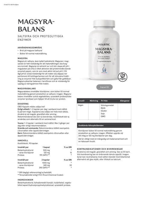 Holistic Magsyrabalans 90 kapslar