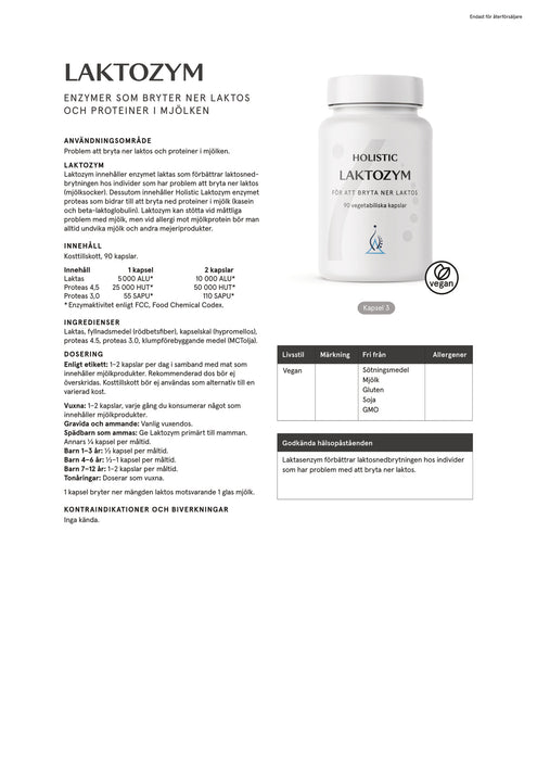 Holistic Laktozym 90 kapslar