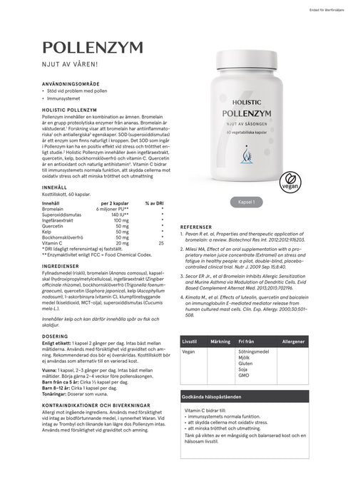 Holistic Pollenzym 60 kapslar