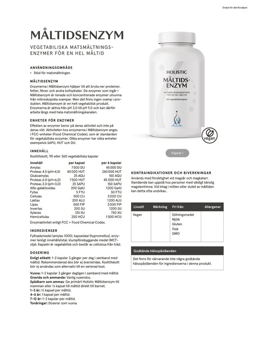 Holistic Måltidsenzym 360 kapslar