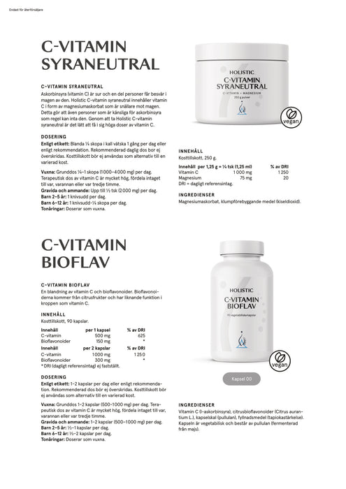 Helhetshälsa C-vitamin syraneutral, 250 g