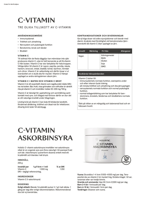 Helhetshälsa C-vitamin syraneutral, 250 g