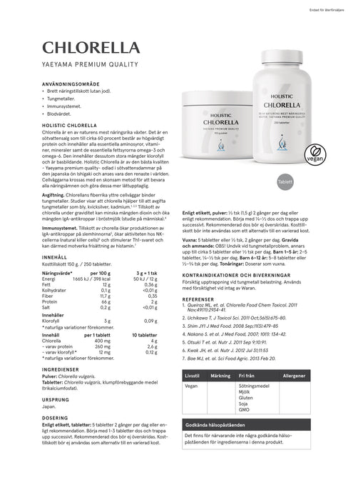 Holistic Chlorella 250 tabletter