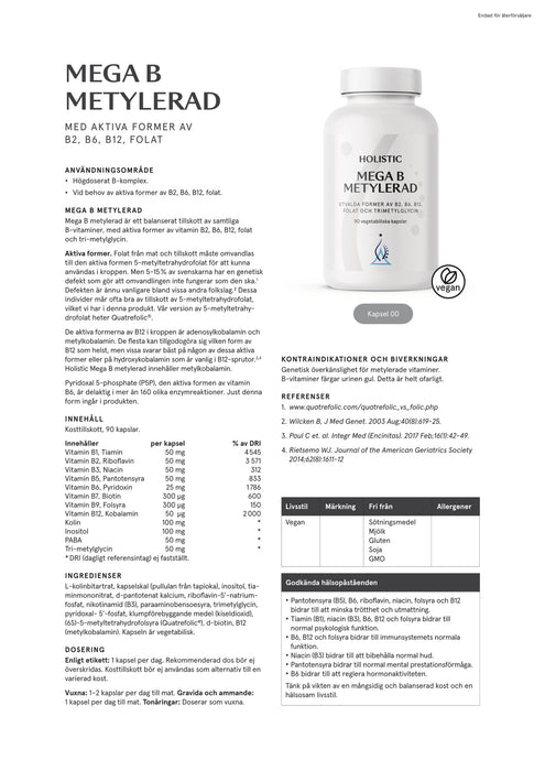 Holistic Mega B metylerad 90 kapslar