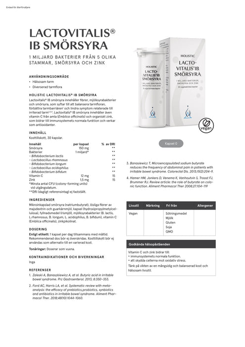 Holistic Lactovitalis®IB smörsyra 30 kapslar