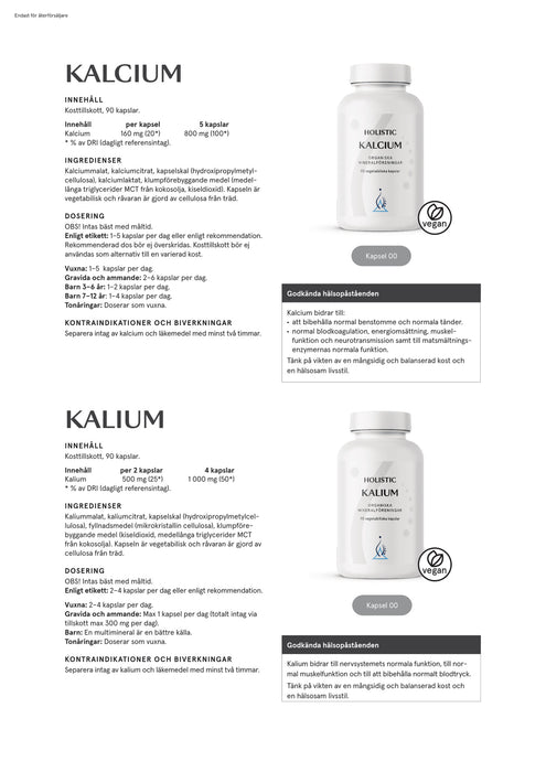 Holistic Kalcium 160 mg 90 kapslar