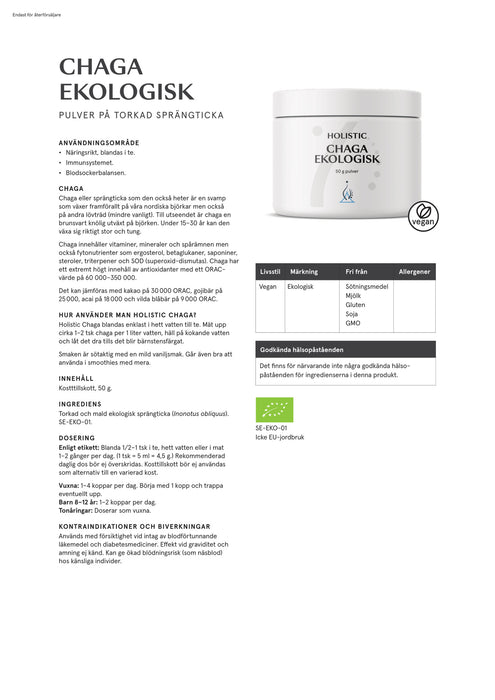 Holistic Chaga ekologisk 50 g