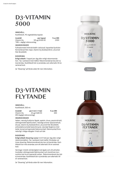 Helhetshälsa D3-vitamin flytande, 500 ml