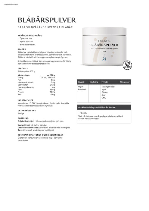 Holistic Blåbärspulver 100 g