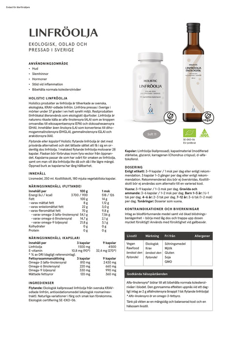 Holistic Linfröolja ekologisk KRAV 250 ml