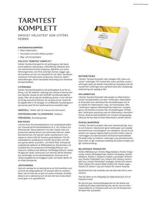 Holistic Tarmtest komplett