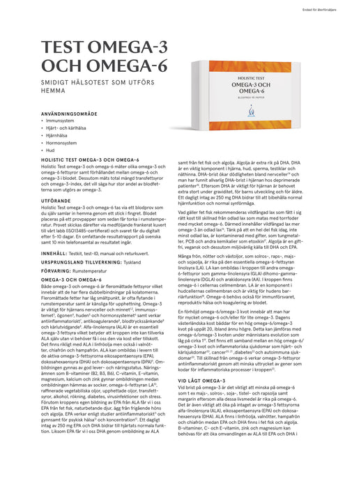 Holistic test Omega-3 och Omega-6