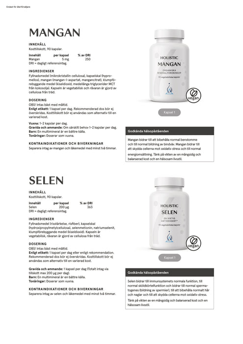 Holistic Mangan 5 mg 90 kapslar