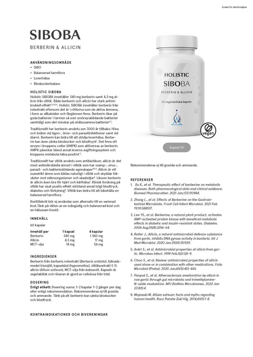 Holistic SIBOBA - berberin och allicin 60 kapslar