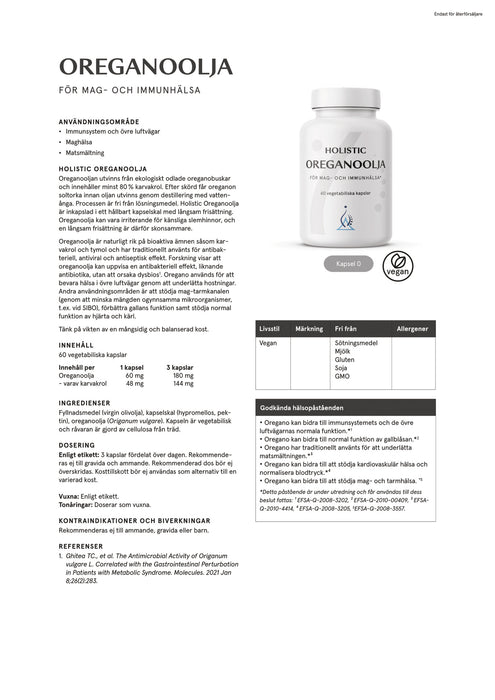 Holistic Oreganoolja 60 kapslar