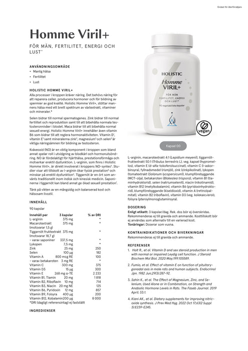 Holistic Homme Viril+ 90 kapslar