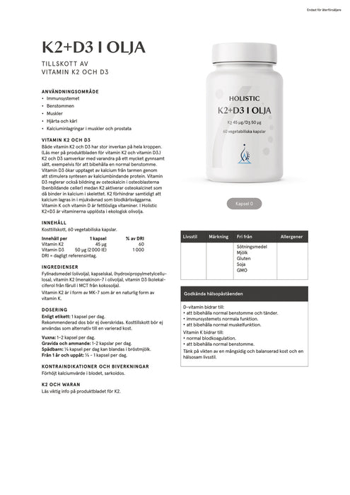Holistic K2+D3 i olja 60 kapslar