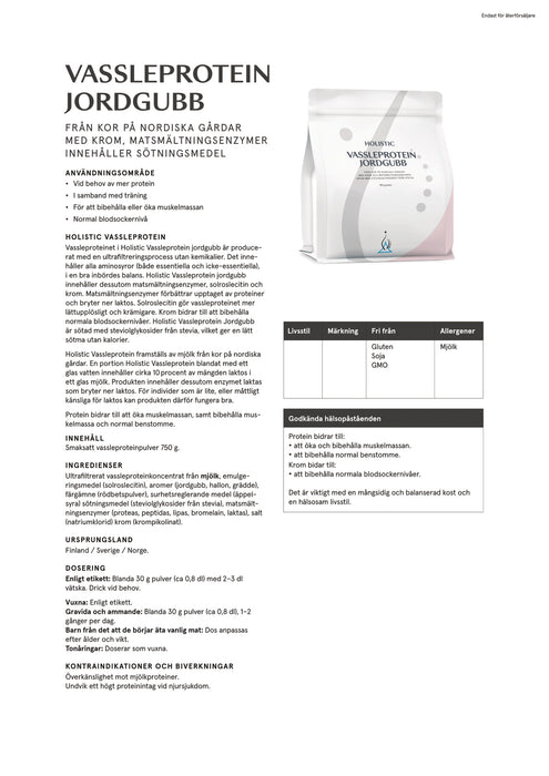 Holistic Vassleprotein jordgubb 750 g