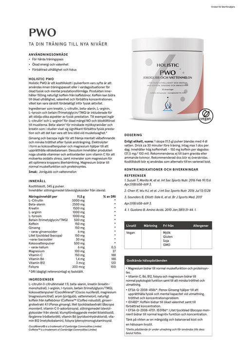 Holistic PWO jordgubb och vattenmelon 345 g