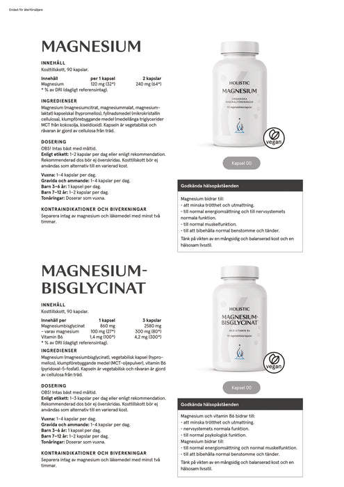 Holistic Magnesiumbisglycinat 100 mg 90 kapslar