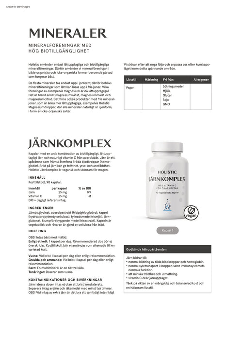 Holistic Magnesiumbisglycinat 100 mg 90 kapslar