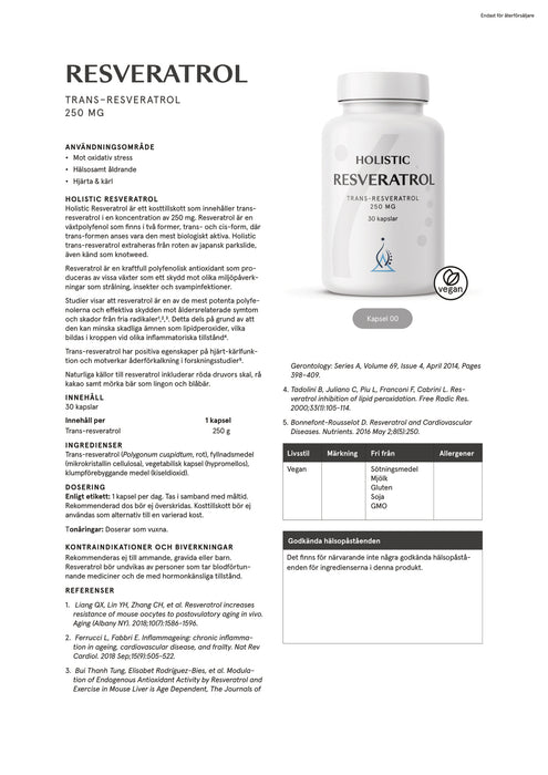 Holistic Resveratrol 30 kapslar
