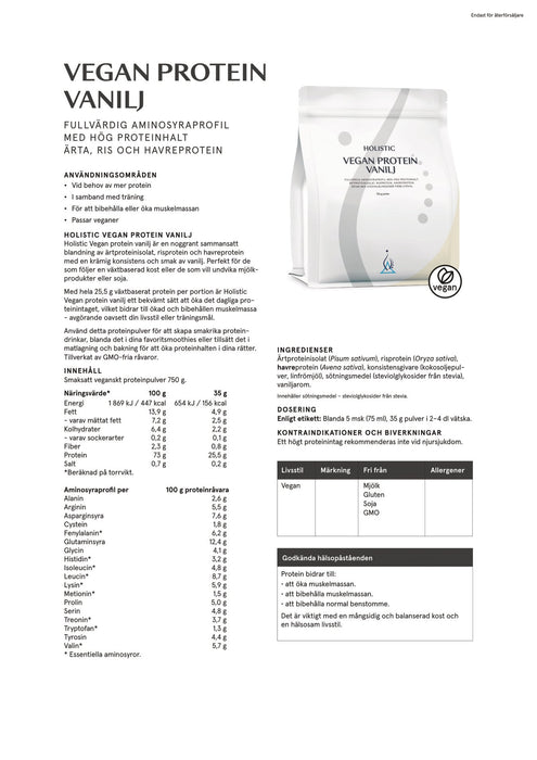 Holistic Vegan protein vanilj 750g