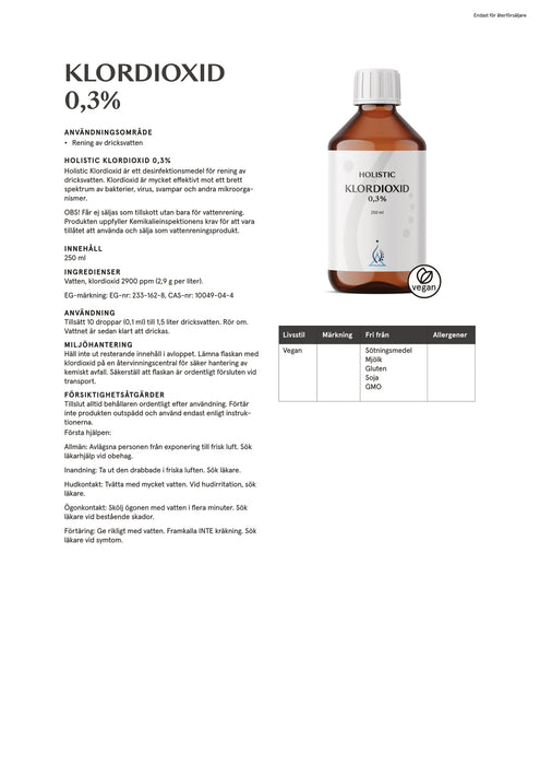 Holistic Klordioxid 250 ml