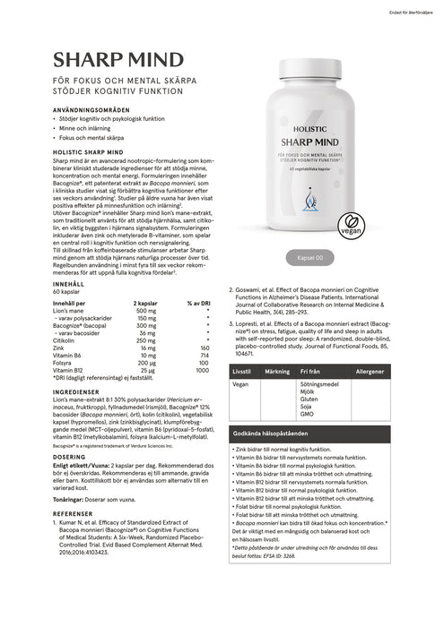Holistic Sharp Mind 60 kapslar