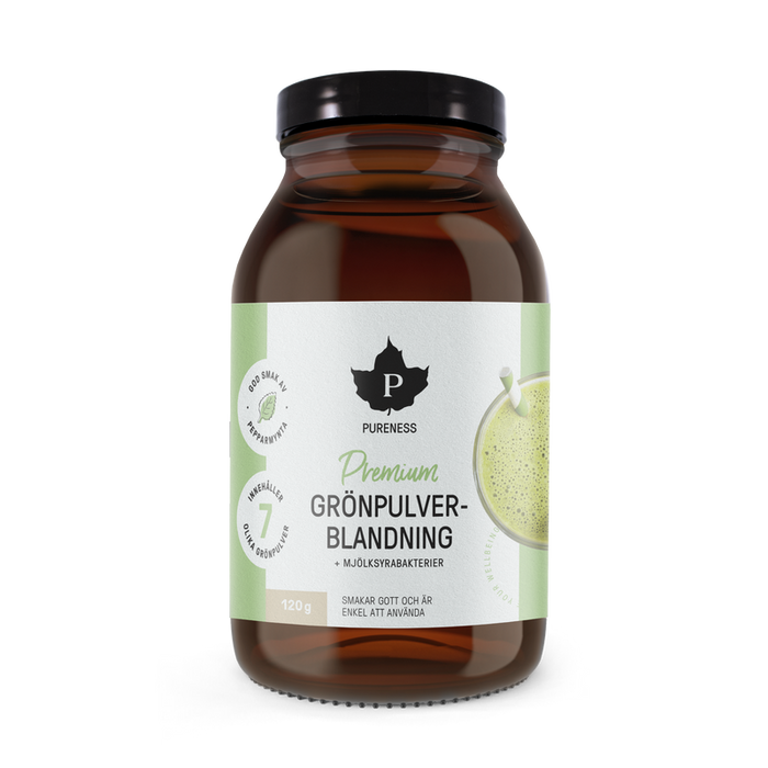 Pureness Premium Grönpulverblandning + mjölksyrabakterier - 120 g