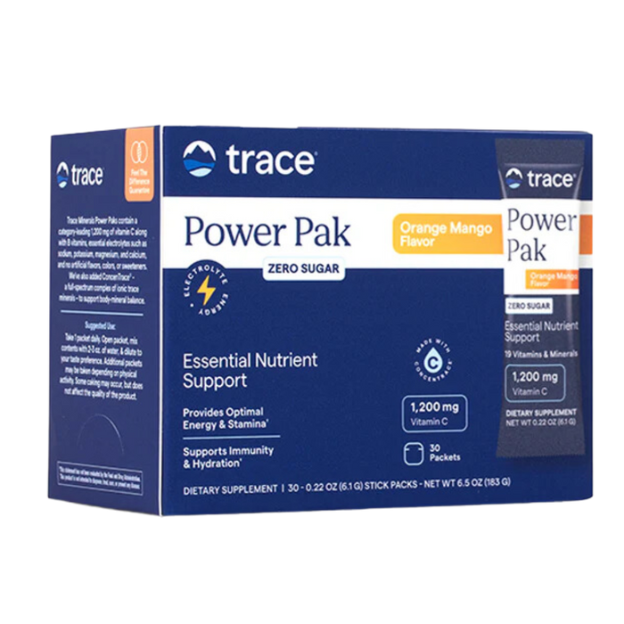 Trace Minerals Electrolyte Stamina Power Pak Sugar Free Keto Friendly Orange/Mango 30 packets